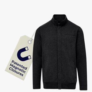 Men's Black Sweater with Magnetic Closures
